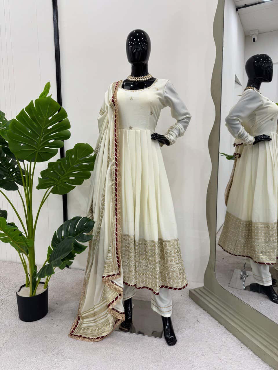 Chinnon silk gown pant with dupatta sets