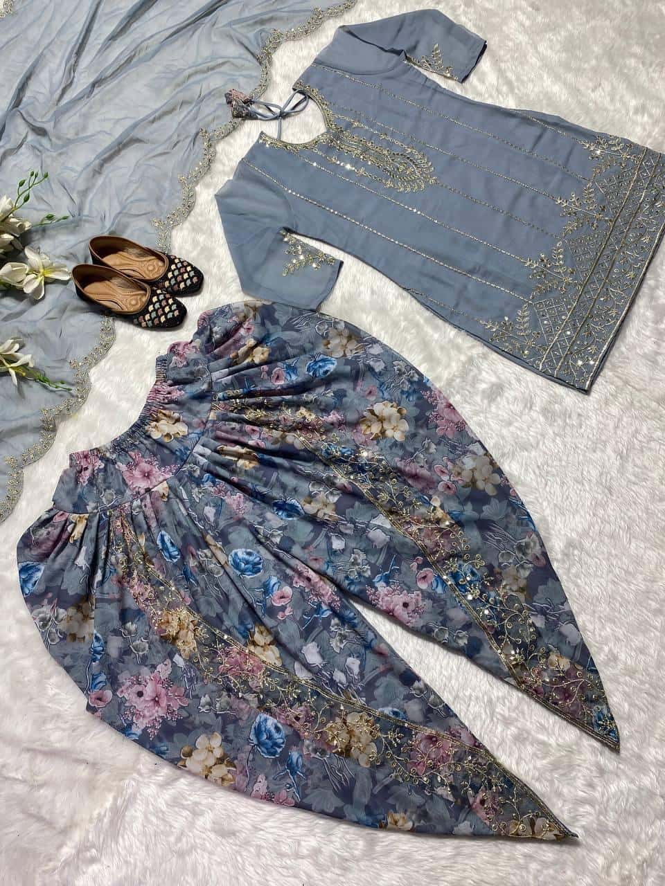 Embroidered Punjabi Dhoti Set