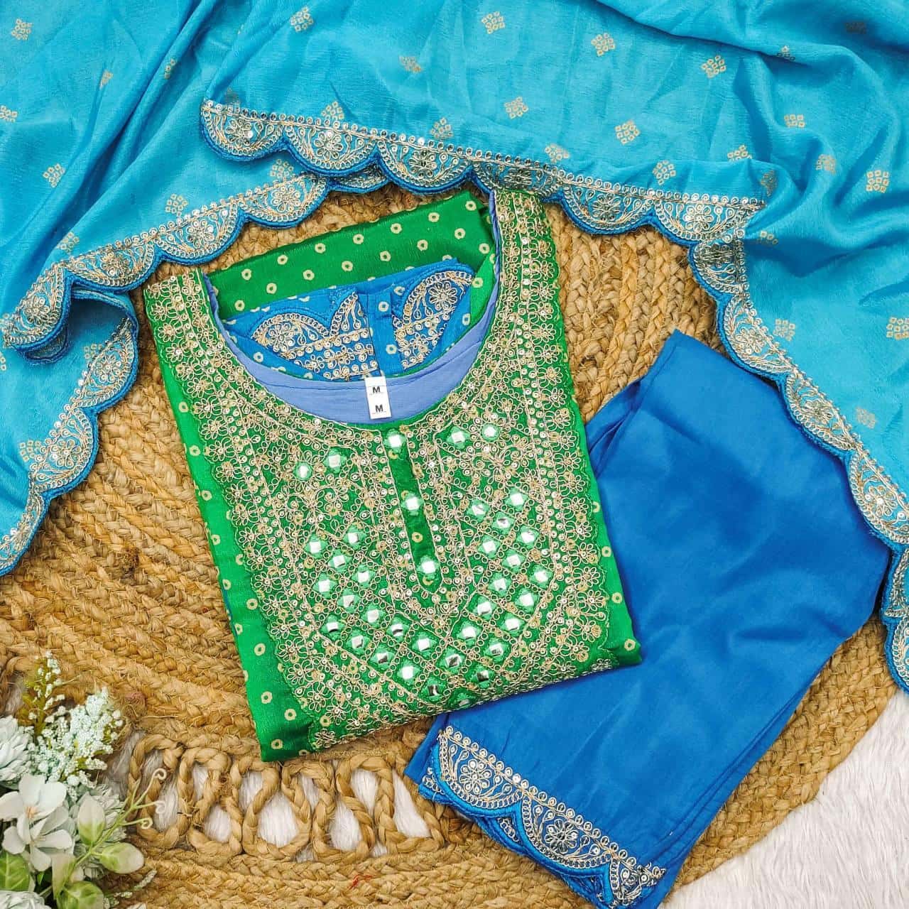 Bandhani print 3 pc suit set,Plus size is also available