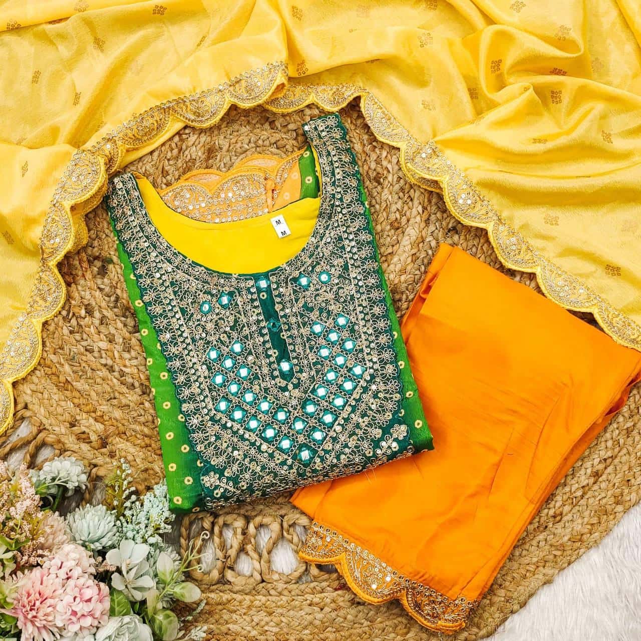 Bandhani print 3 pc suit set,Plus size is also available