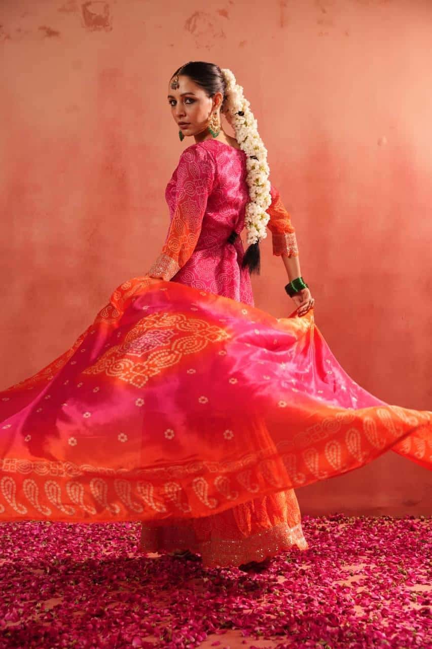 Pure Chinon Silk Kurta Sharara With Dupatta