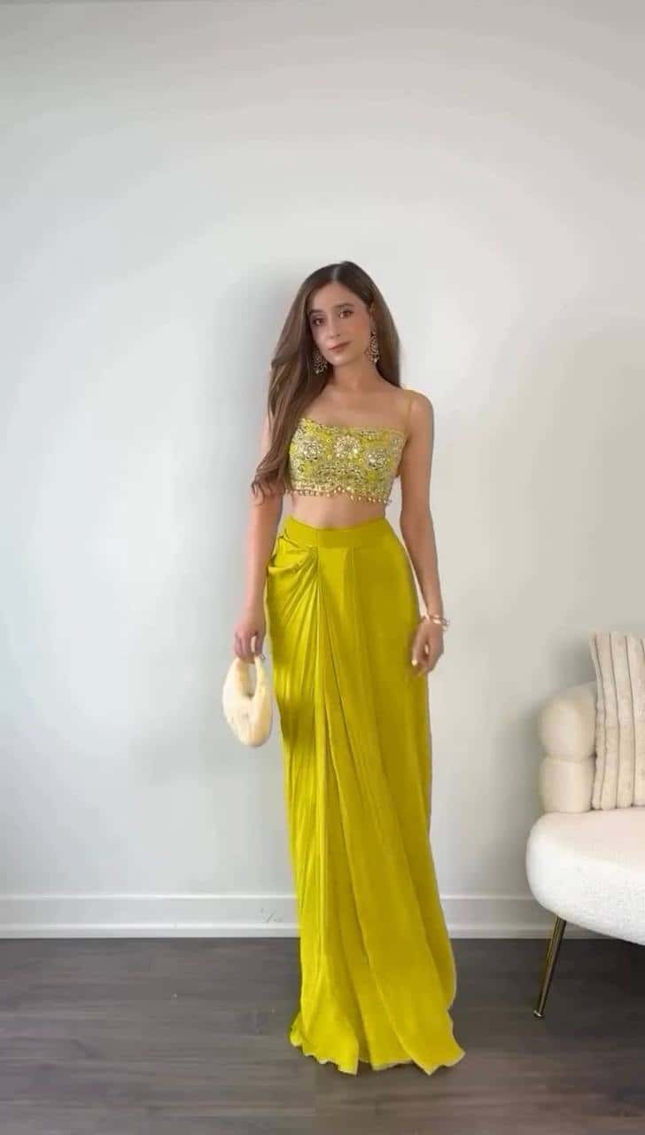 Reday to wear dhoti style with Shrug and Unstich choli