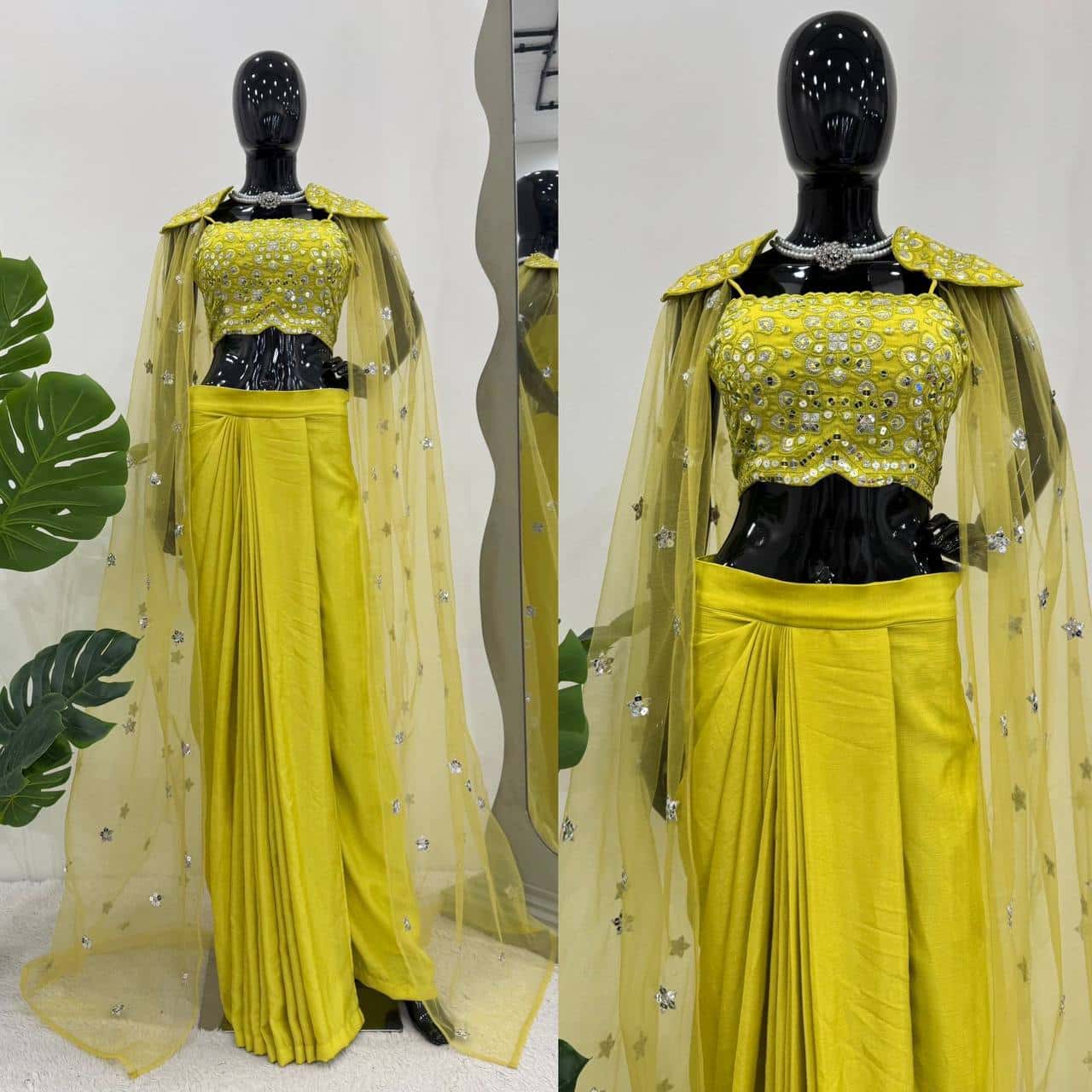 Reday to wear dhoti style with Shrug and Unstich choli