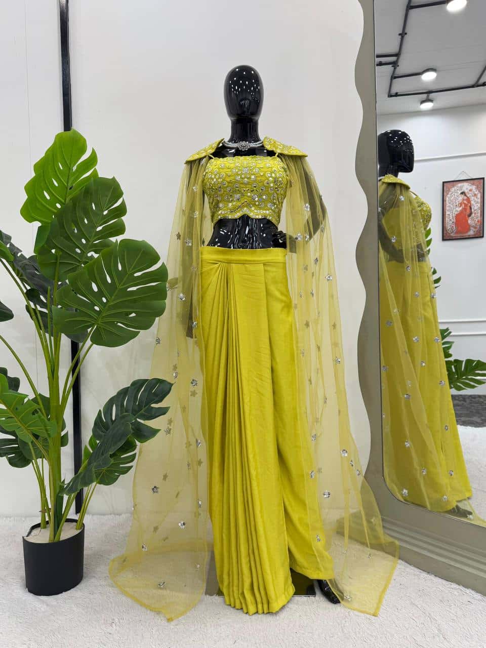 Reday to wear dhoti style with Shrug and Unstich choli