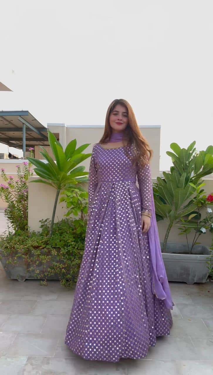 Party wear heavy gown with dupatta sets