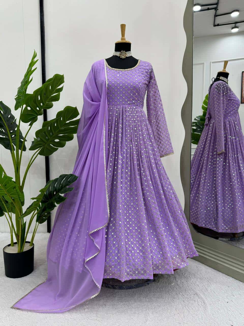 Party wear heavy gown with dupatta sets