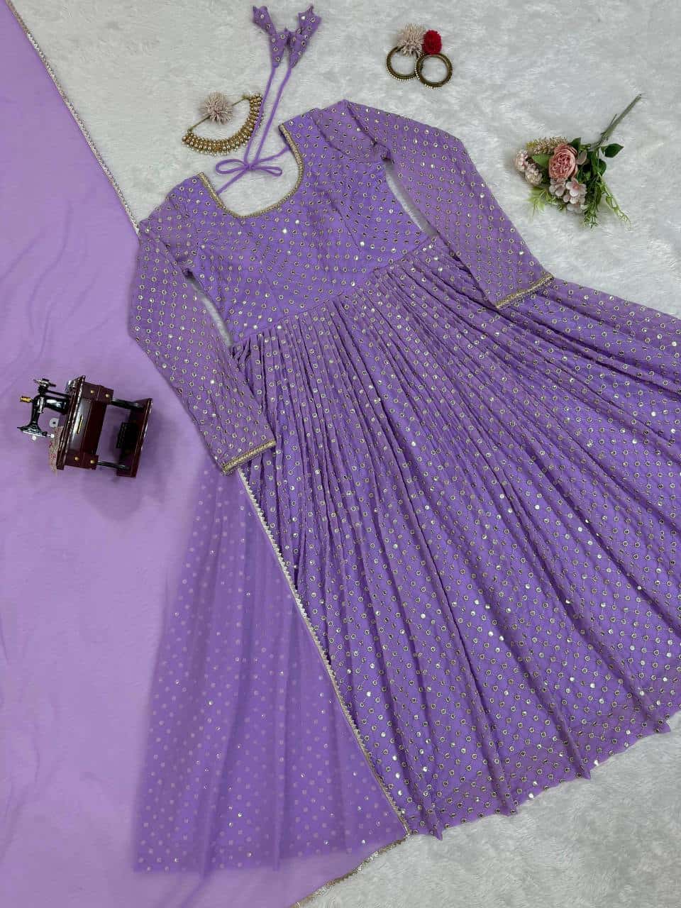 Party wear heavy gown with dupatta sets