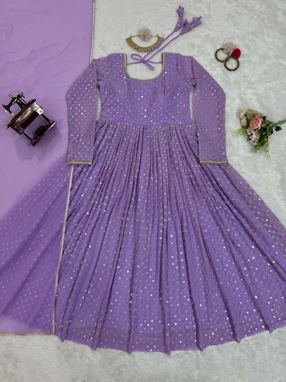 Party wear heavy gown with dupatta sets