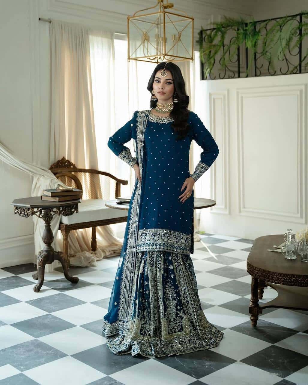 Heavy wedding wear kurta sharara sets