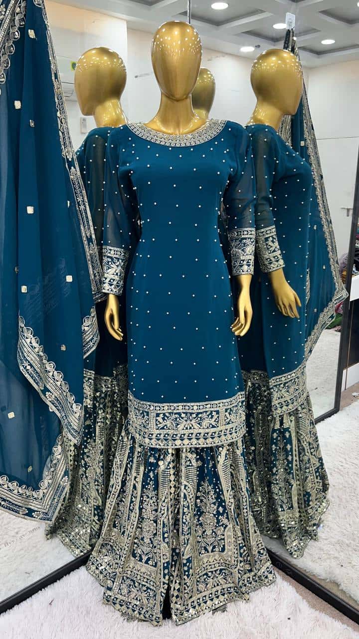 Heavy wedding wear kurta sharara sets
