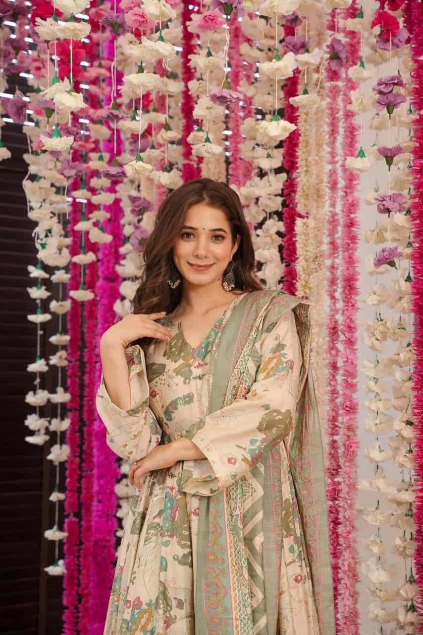 3 pc suit set for women,Soft cotton anarkali suit