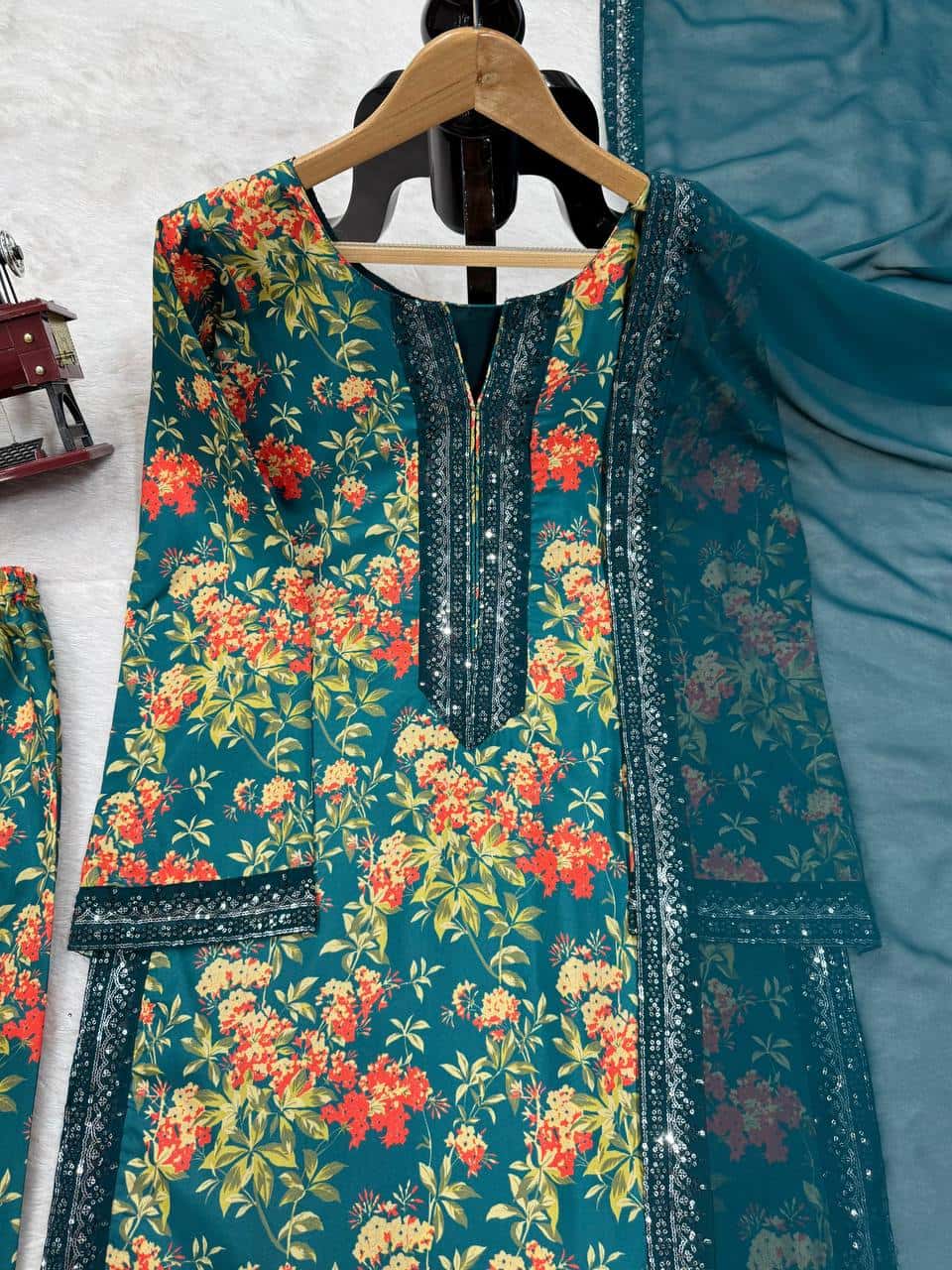 French silk digital print kurta sets