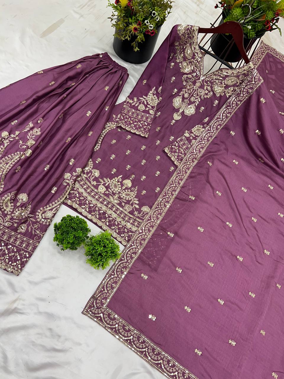 Beautiful designer Silk kurta sharara with dupatta sets