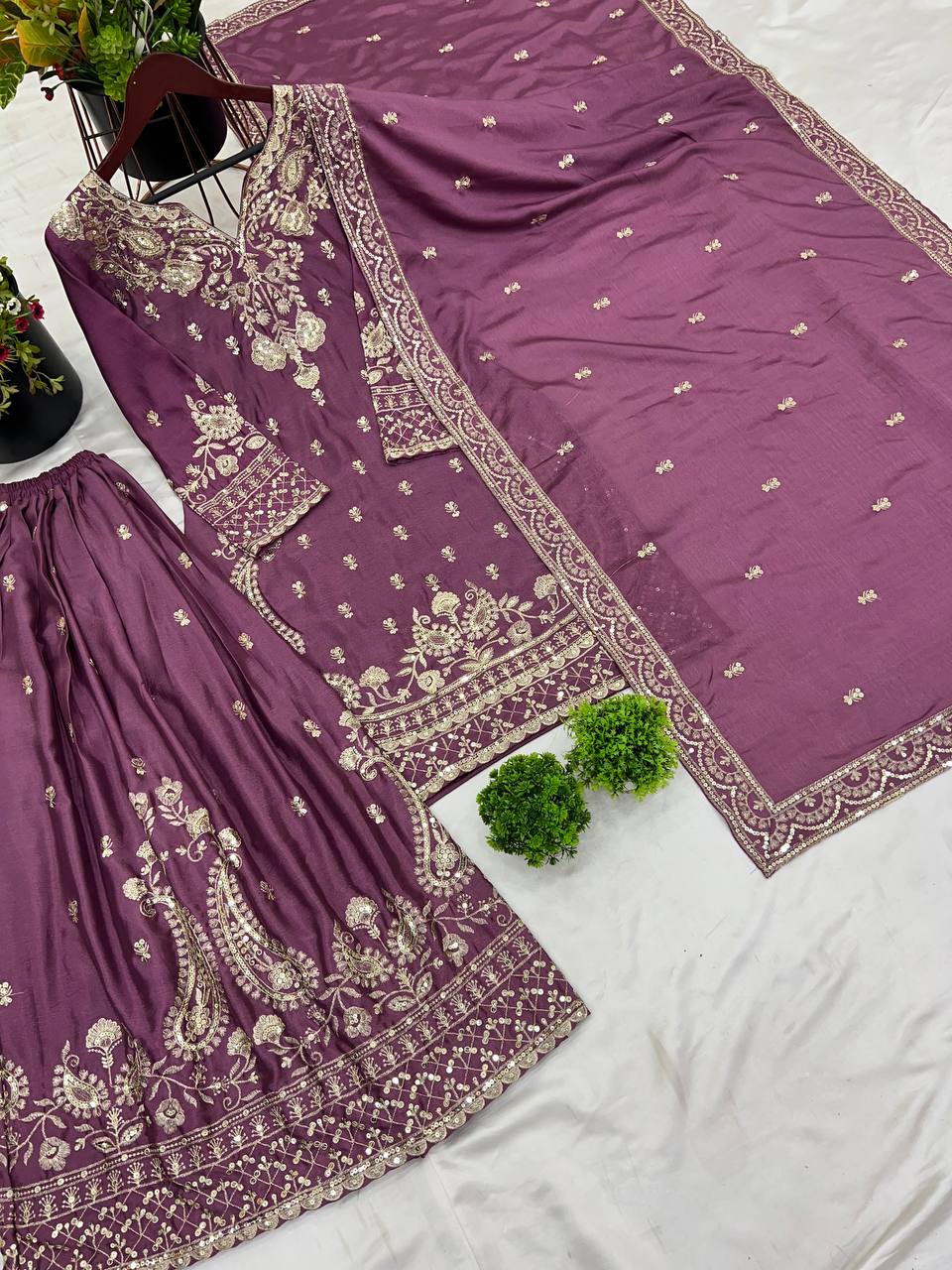 Beautiful designer Silk kurta sharara with dupatta sets