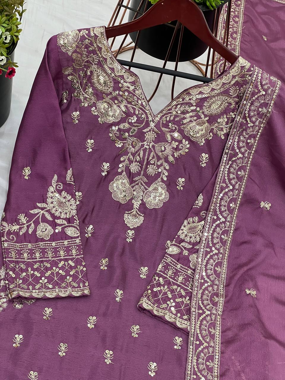 Beautiful designer Silk kurta sharara with dupatta sets