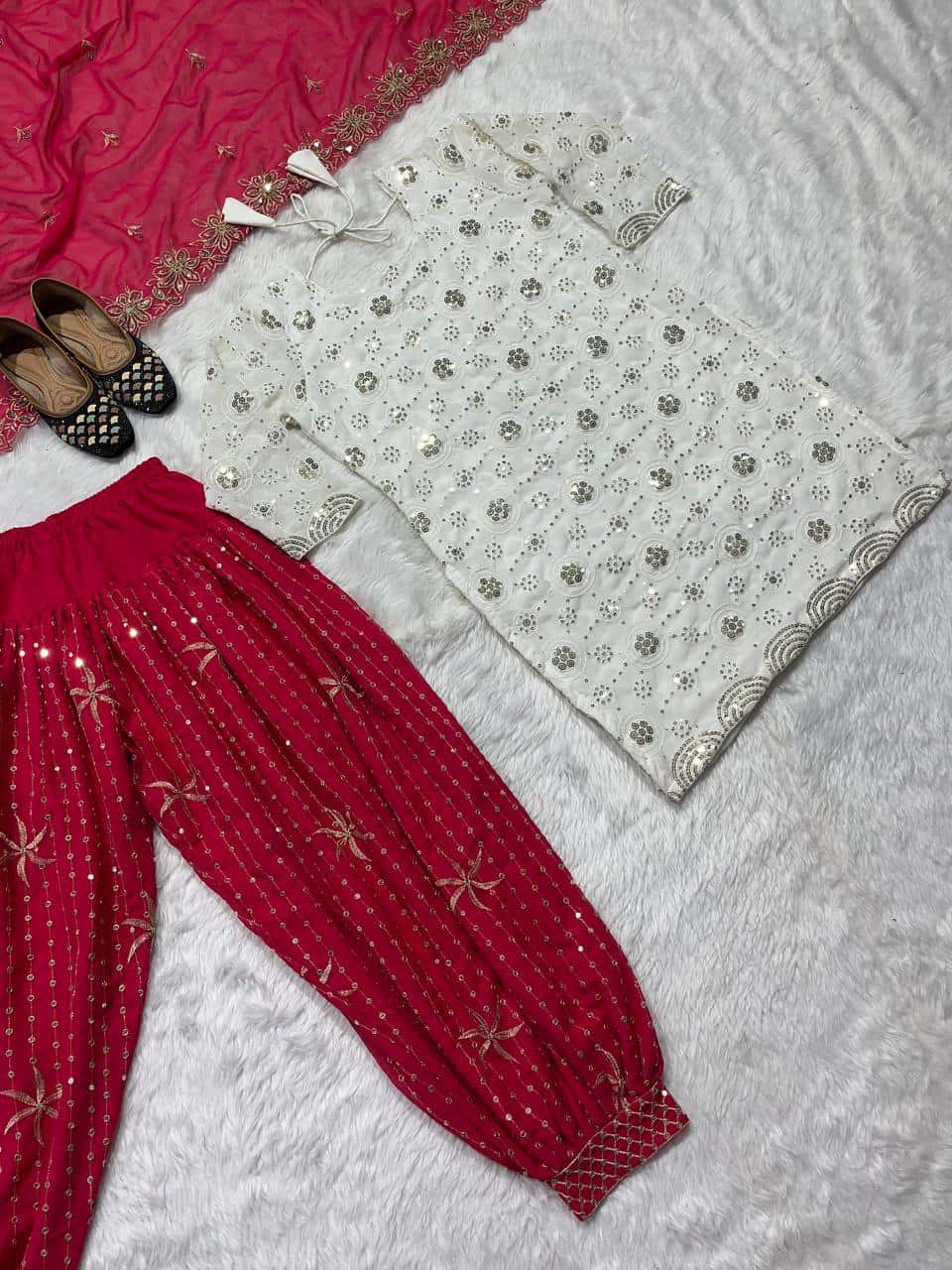 Beautiful Georgette Kurta Dhoti Punjabi Suit