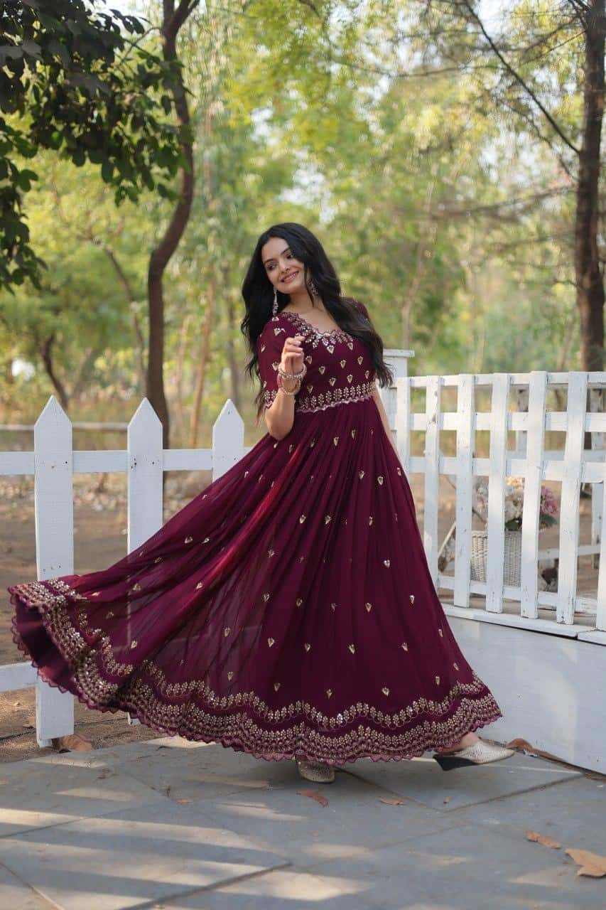 Heavy handwork Sequins work gown for women