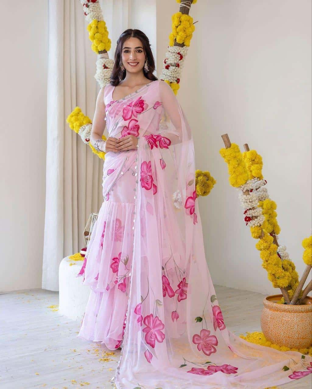 Tabby Silk with digital print work Saree