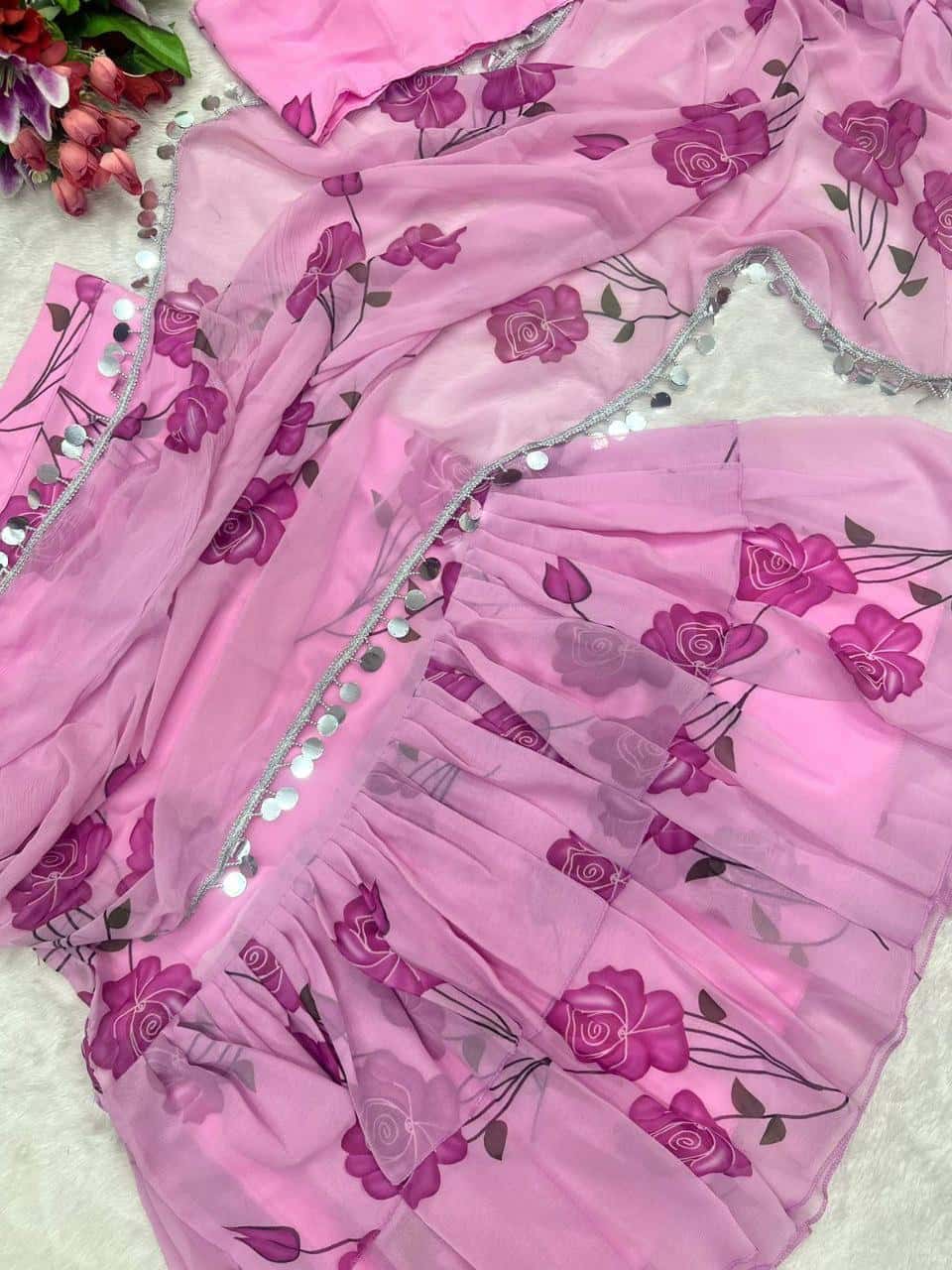 Tabby Silk with digital print work Saree