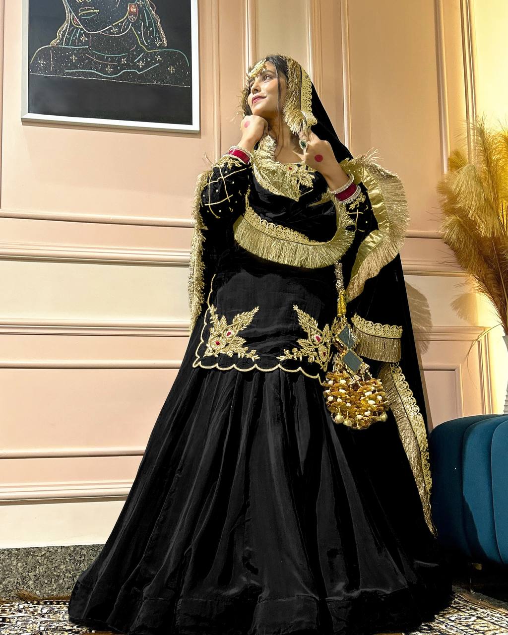Ready to wear designer Pakistani bride wear Crepe Silk lehenga choli with dupatta set