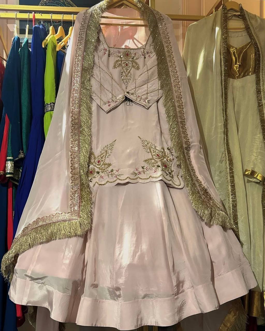 Ready to wear designer Pakistani bride wear Crepe Silk lehenga choli with dupatta set