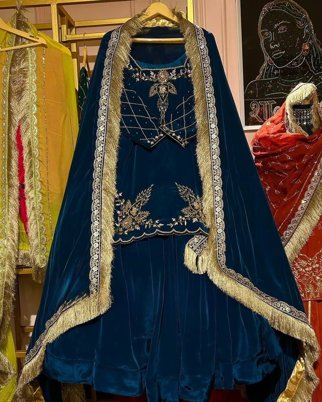 Ready to wear designer Pakistani bride wear Crepe Silk lehenga choli with dupatta set