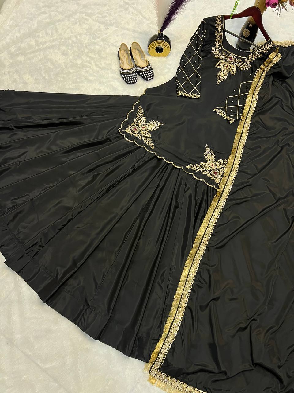 Ready to wear designer Pakistani bride wear Crepe Silk lehenga choli with dupatta set
