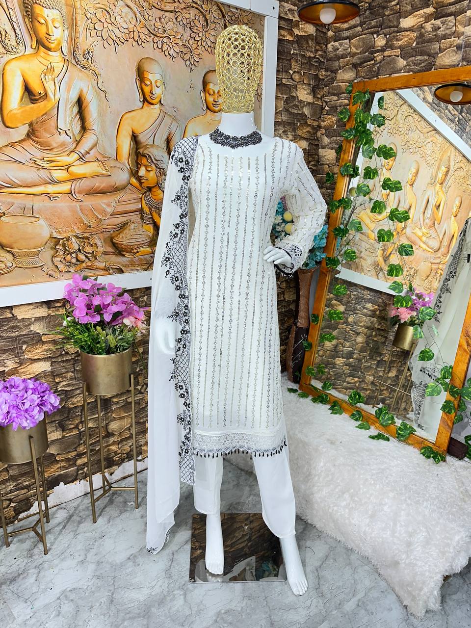 Party Wear Kurti & Pant Set with Fancy Dupatta