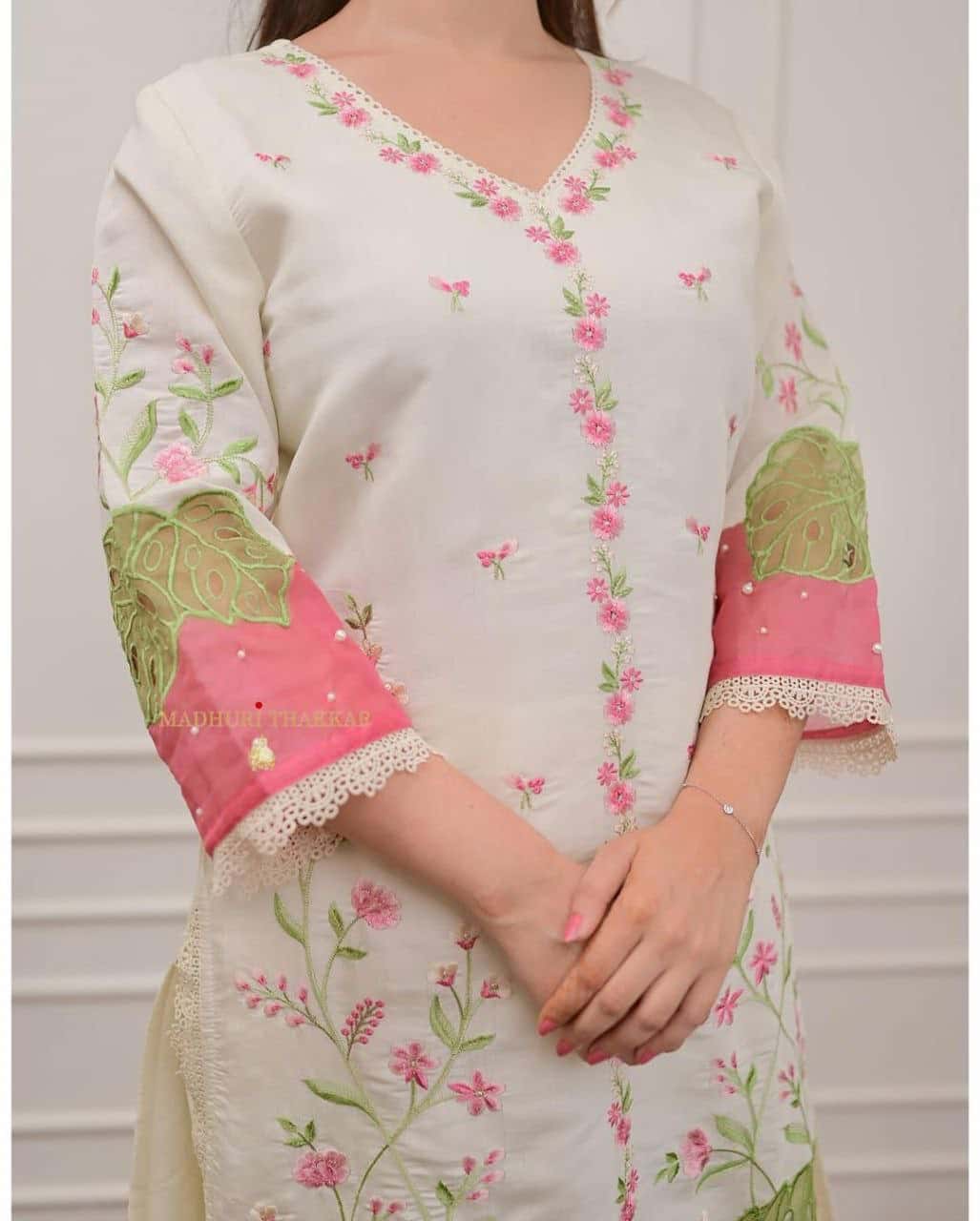Exquisite Pure Banarasi Cotton Suit Set with Orgenza Dupatta and Pearl Moti Mala