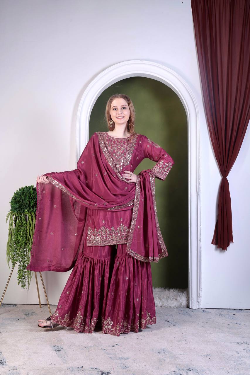 Indian wedding wear silk kurta set for women