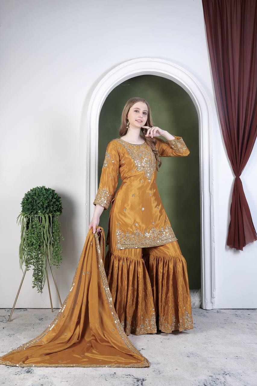 Indian wedding wear silk kurta set for women