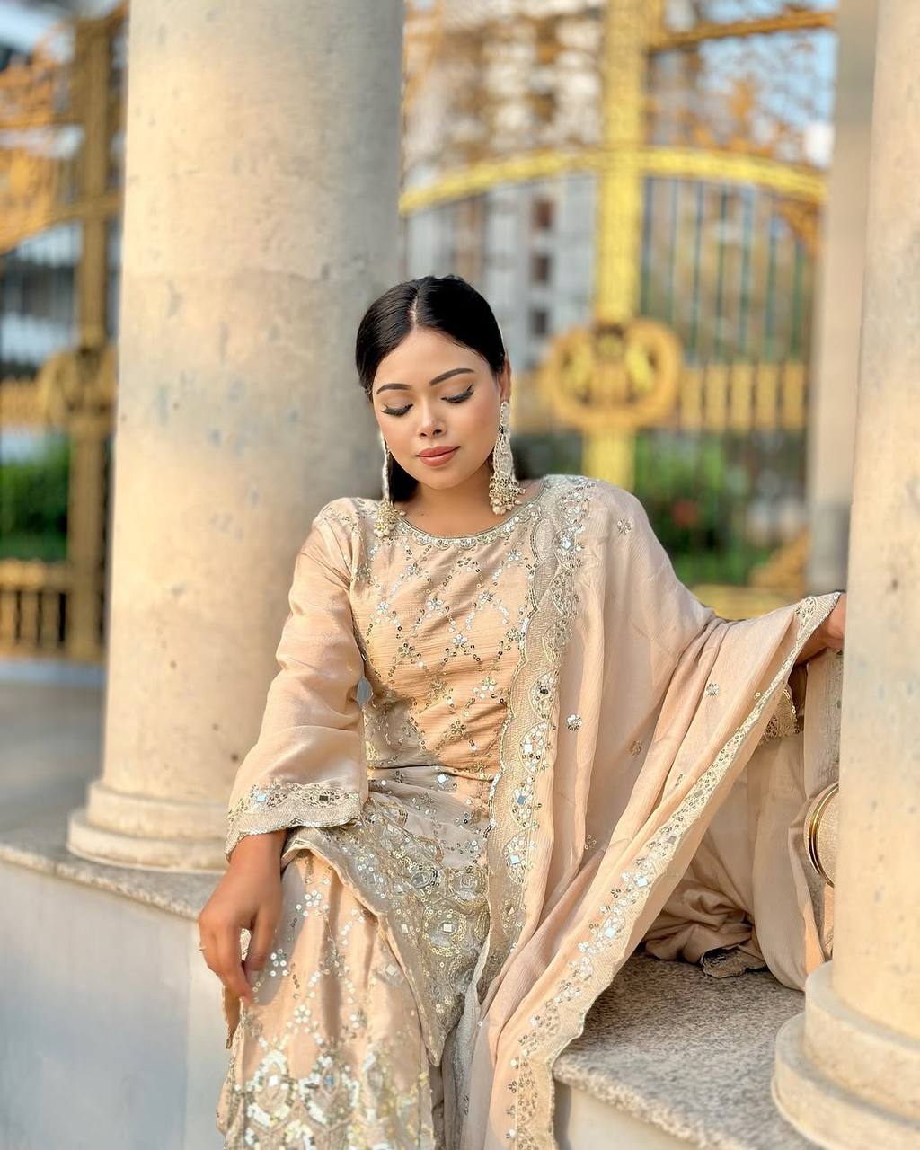 New Sharara Collection - Faux Georgette Top-Bottom and Dupatta Set