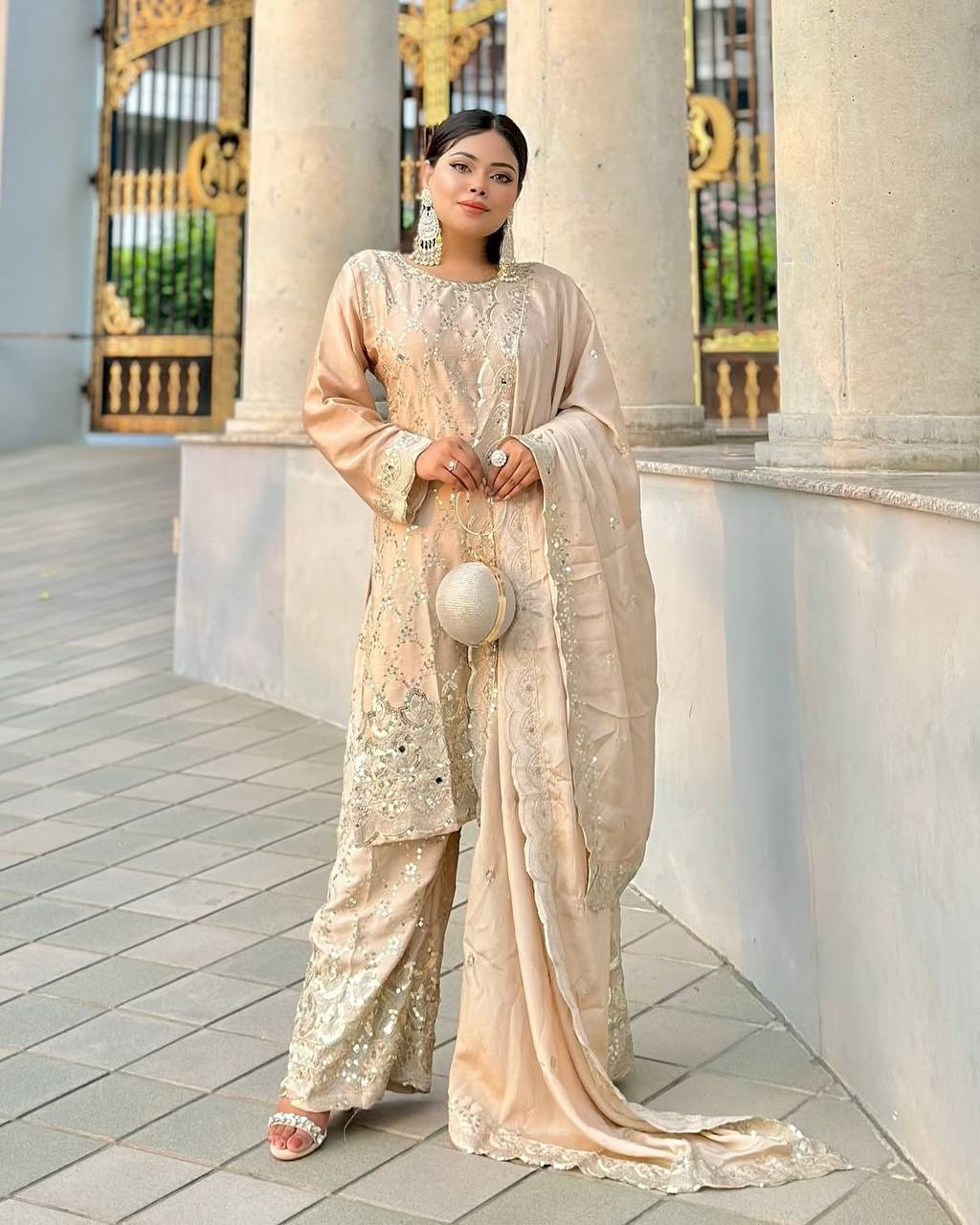 New Sharara Collection - Faux Georgette Top-Bottom and Dupatta Set