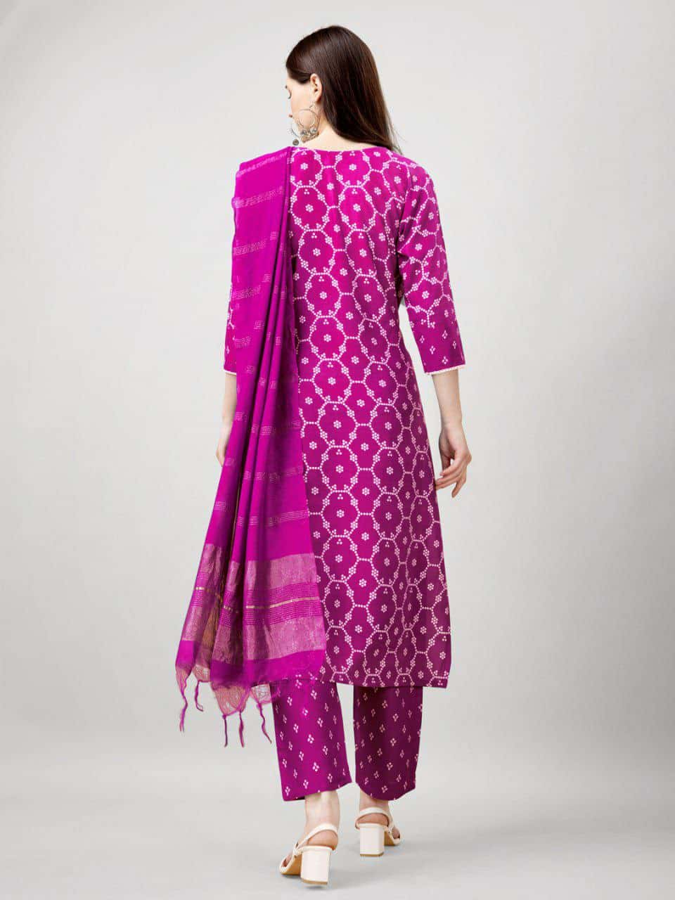 "Elegant Rayon Print Kurti with Embroidery, Fancy Lace Work & Silk Blend Dupatta"