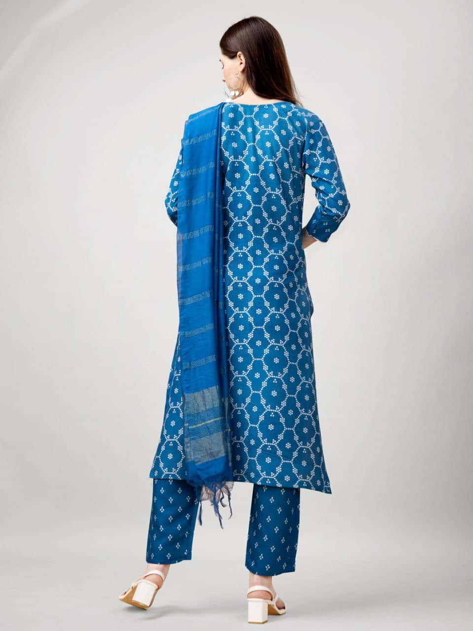 "Elegant Rayon Print Kurti with Embroidery, Fancy Lace Work & Silk Blend Dupatta"