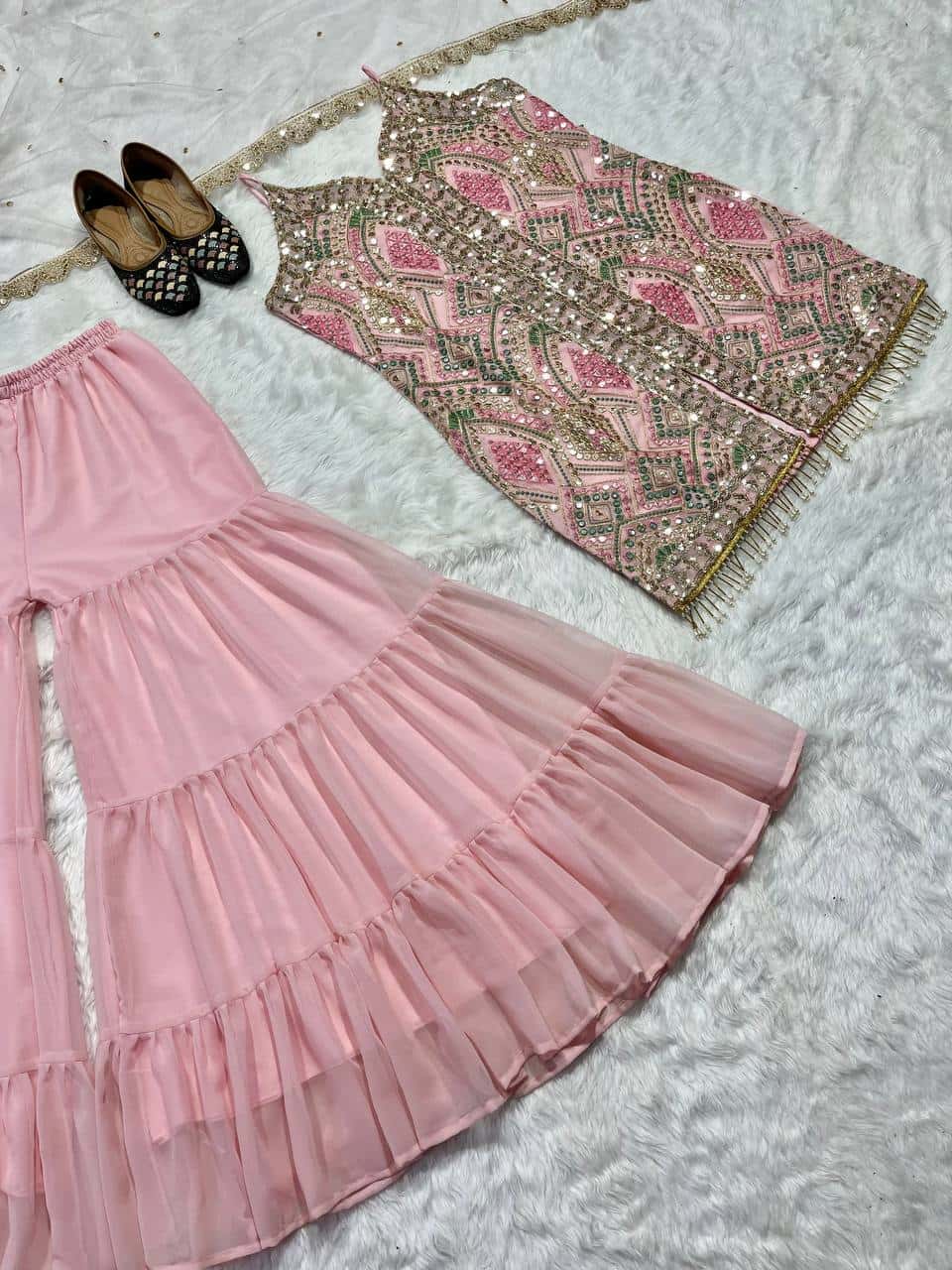 Baby pink color with sequence embroidery work readymade salwar kameez suit