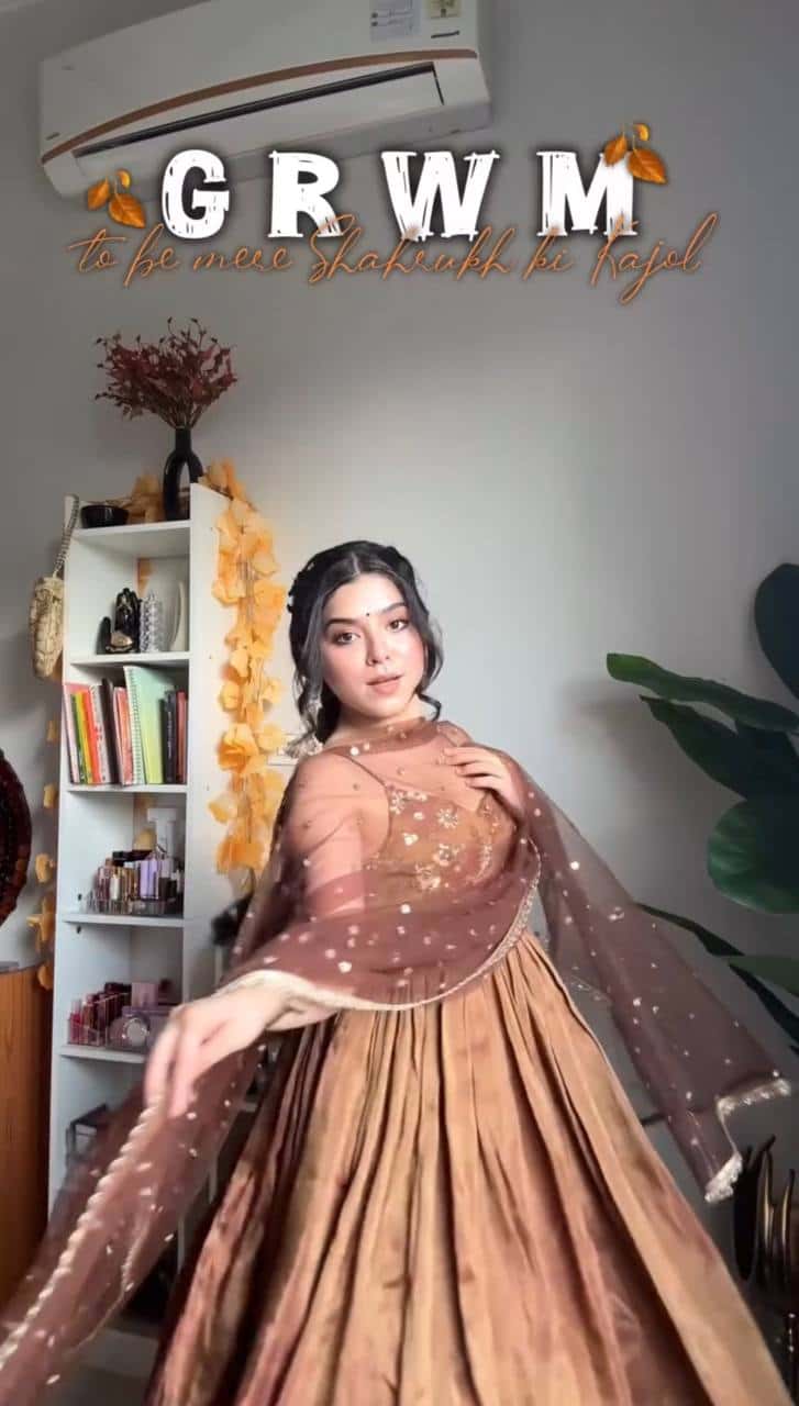 "Embroidered Fandy Silk Gown with Twill Net Dupatta & Elastic Bottom"