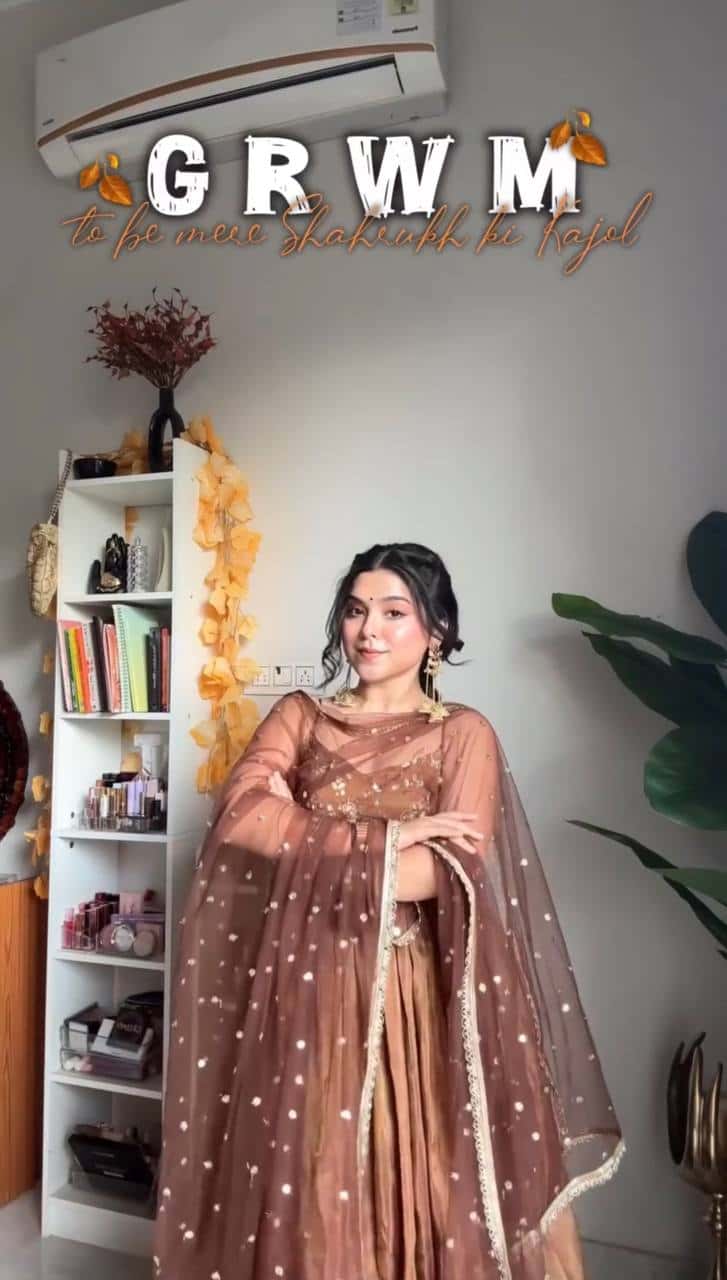 "Embroidered Fandy Silk Gown with Twill Net Dupatta & Elastic Bottom"