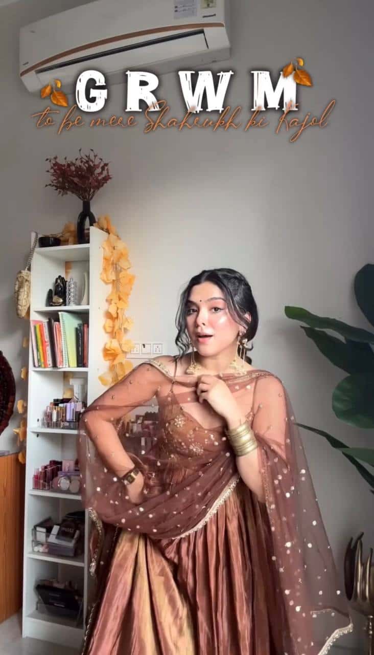 "Embroidered Fandy Silk Gown with Twill Net Dupatta & Elastic Bottom"