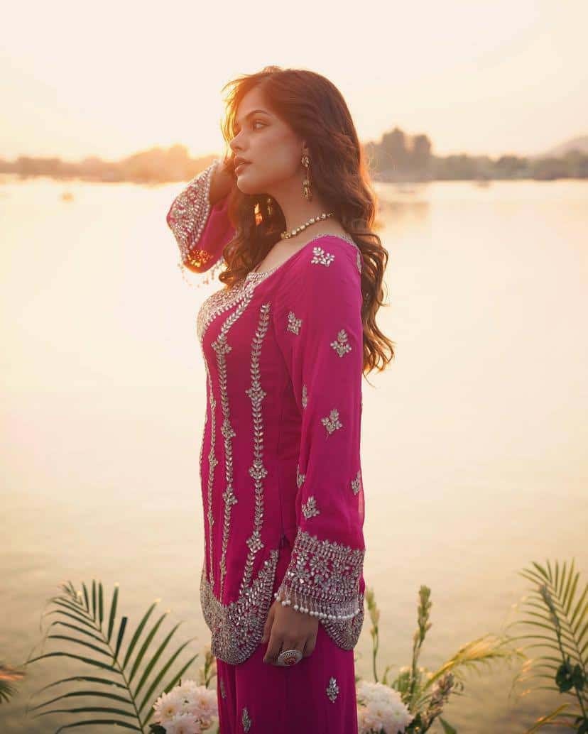 Heavy chinon silk sequence embroidery readymade stitch salwar suit