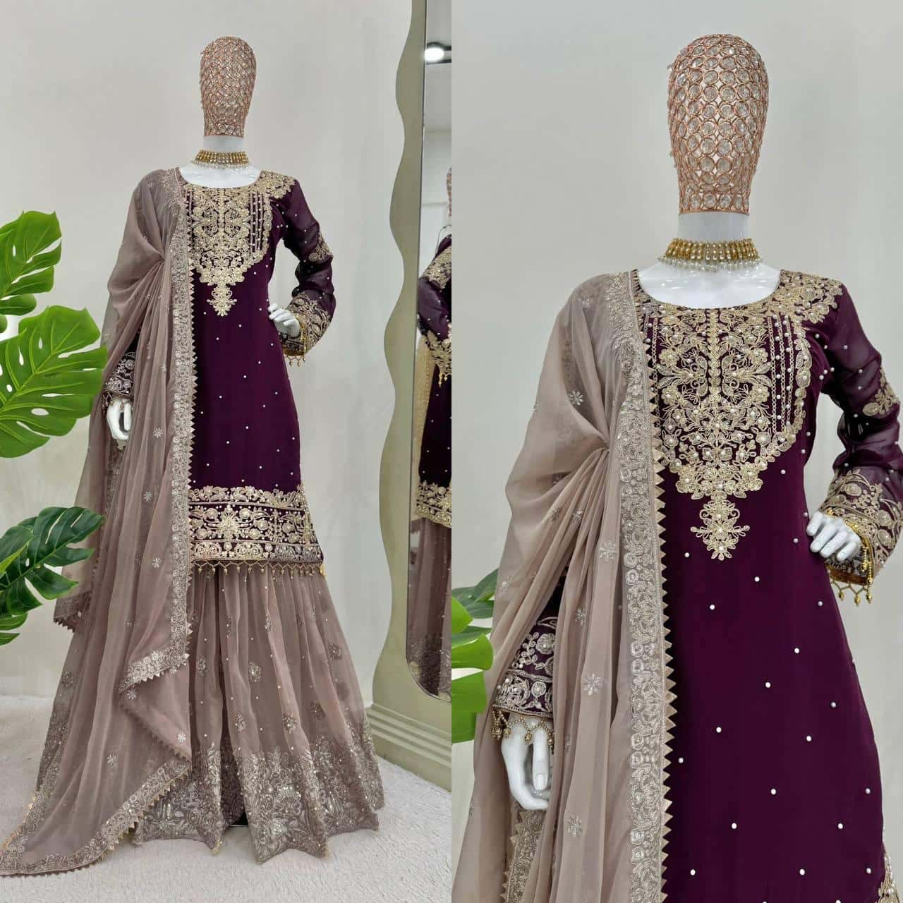 Faux Georgette Kurta Sharara with Dupatta set