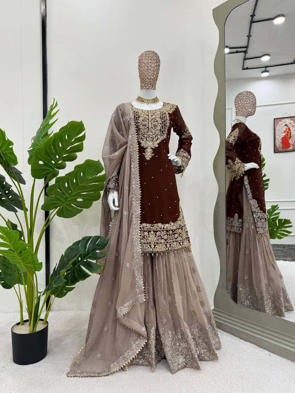 Faux Georgette Kurta Sharara with Dupatta set