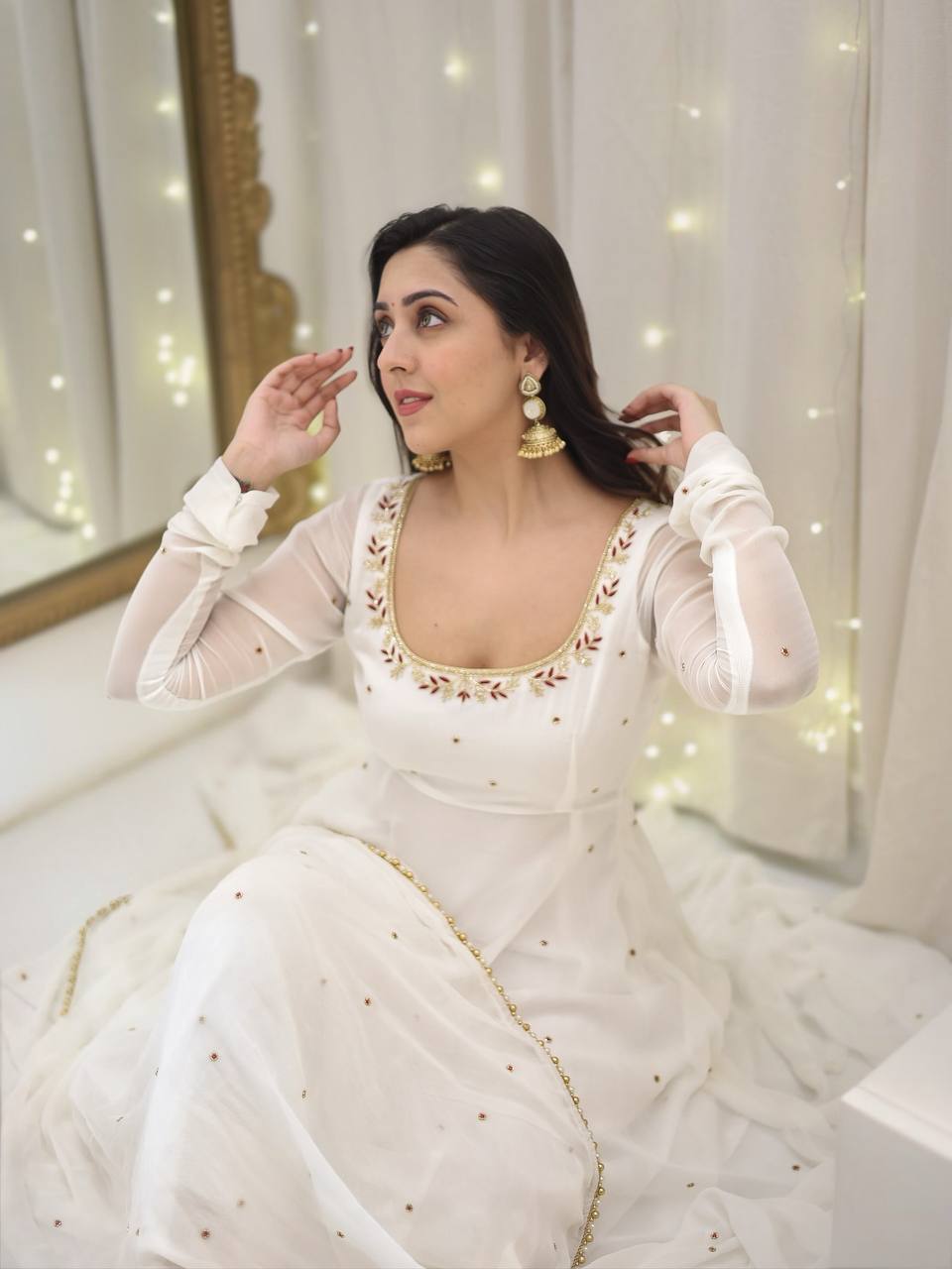 Designer Faux Georgette Gown pant with Dupatta Set