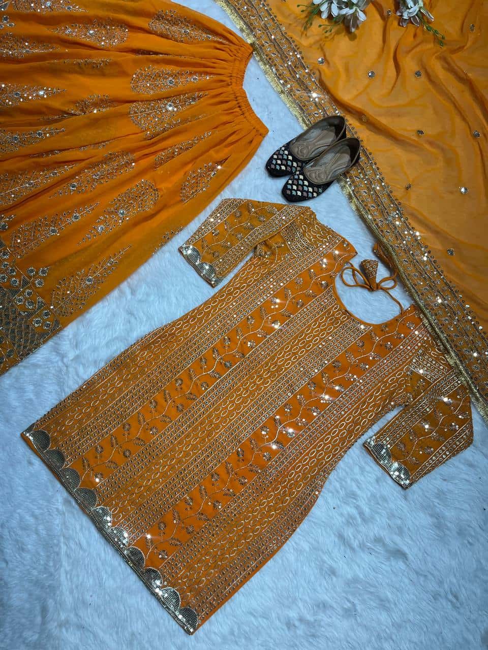 Premium georgette kurta sharara set