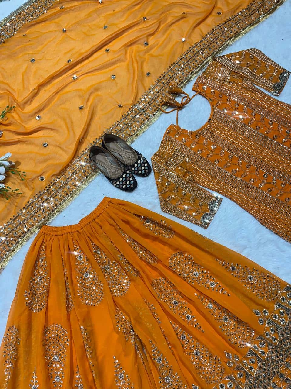 Premium georgette kurta sharara set
