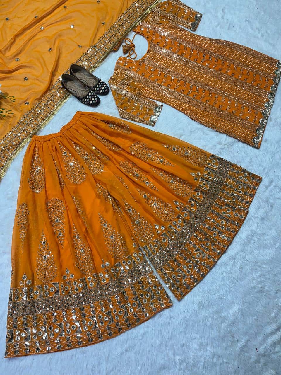Premium georgette kurta sharara set