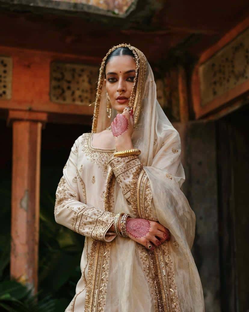 Beautiful gold simar silk readymade stitch salwar kameez suit