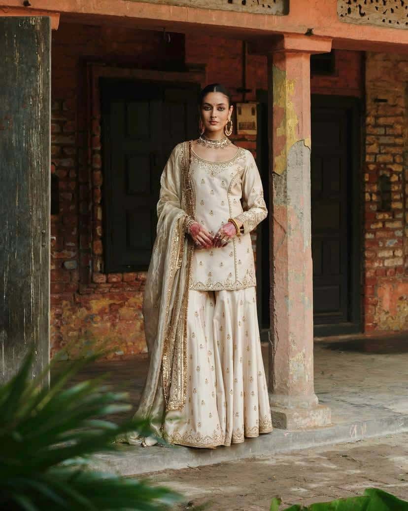 Beautiful gold simar silk readymade stitch salwar kameez suit