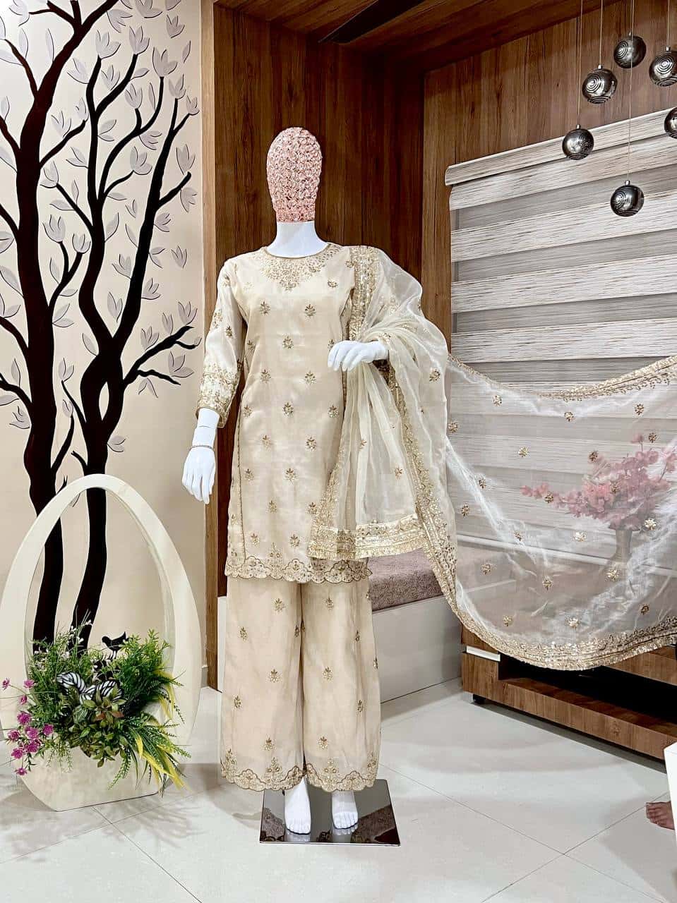 Beautiful gold simar silk readymade stitch salwar kameez suit