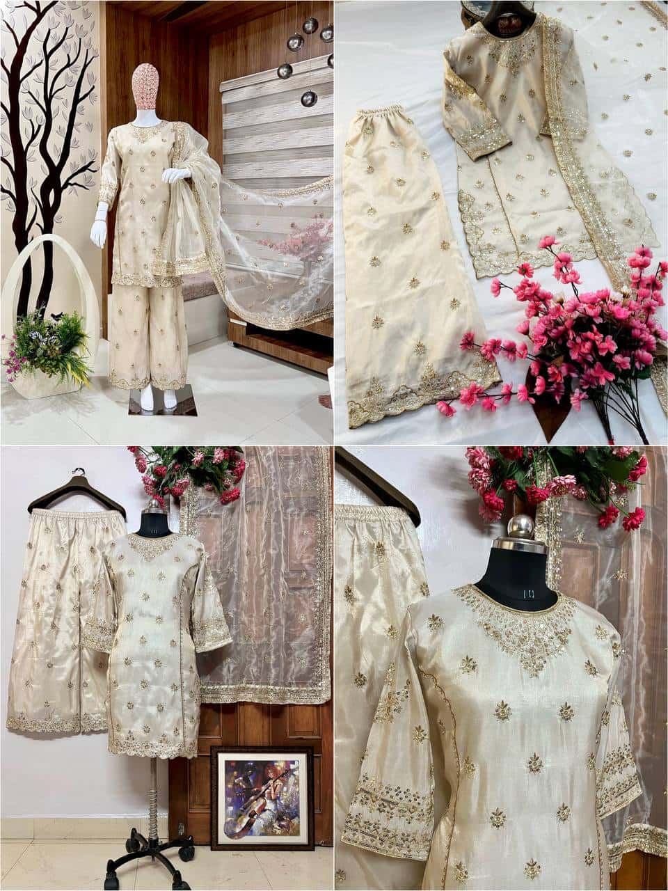 Beautiful gold simar silk readymade stitch salwar kameez suit